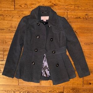 Pink Envelope Women’s Charcoal Double-Breasted Pea Coat